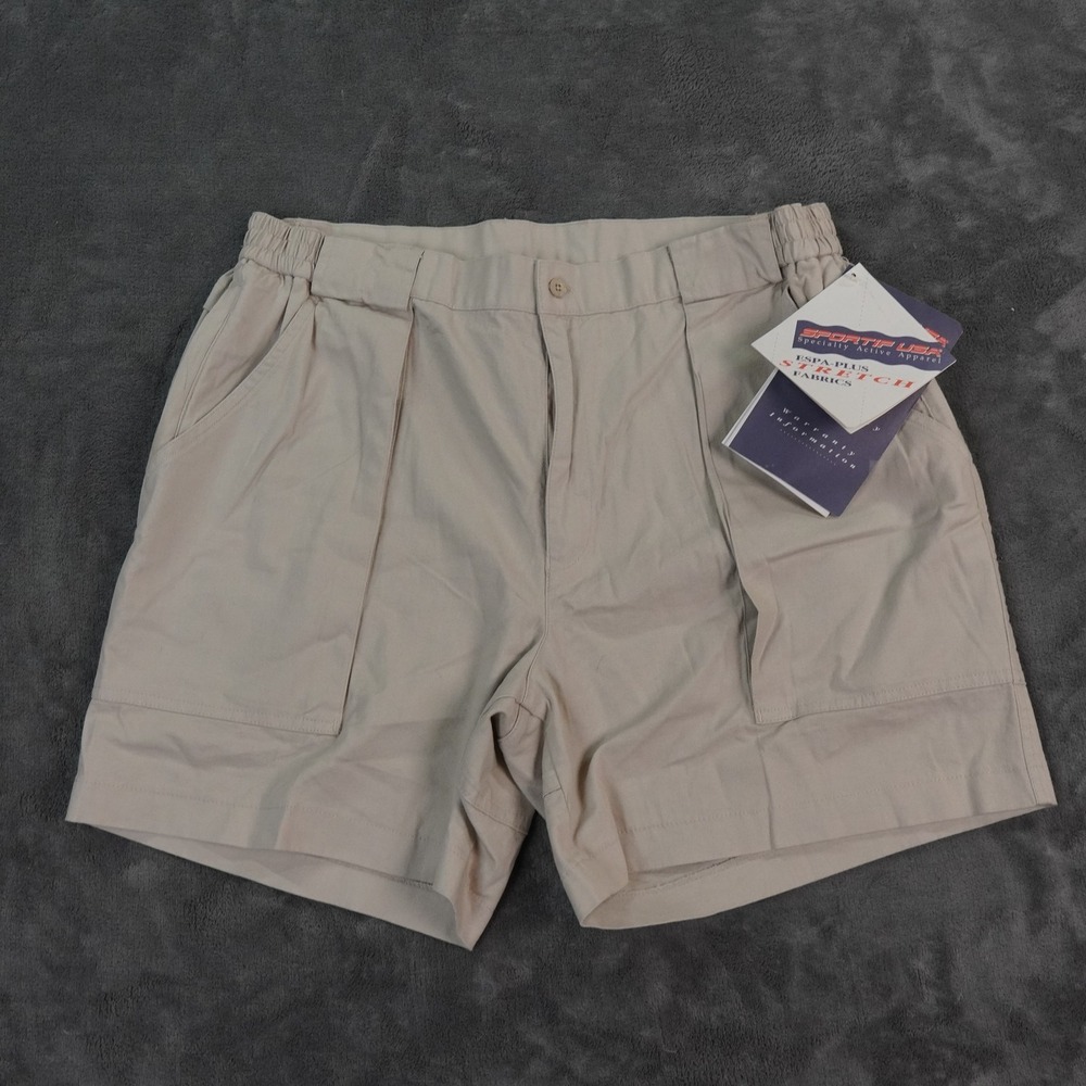 Sportif USA Shorts Mens 38 Khaki Beige Stretch Cotton Casual Activewear New